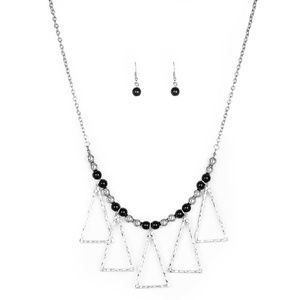 4 for $20 Black Terra Nouveau Beads Silver Necklace Earrings